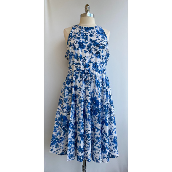 Linen Vibes Fit & Flare Midi Dress Floral sz XL - Picture 4 of 16